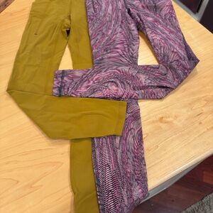 lululemon athletica Olive and Pink Swirl Leggings